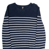HELLY HANSEN Womens Patterned Jumper Blue Striped Crew Neck Tight Knit S