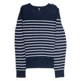 HELLY HANSEN Womens Patterned Jumper Blue Striped Crew Neck Tight Knit S