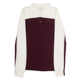 REISS Mens Patterned Jumper Maroon Colourblock Collared Tight Knit Wool S