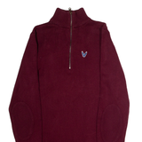 DIESEL Mens Jumper Maroon 1/4 Zip Tight Knit M