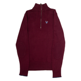 DIESEL Mens Jumper Maroon 1/4 Zip Tight Knit M