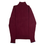 DIESEL Mens Jumper Maroon 1/4 Zip Tight Knit M
