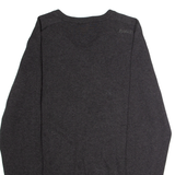 BENCH Mens Jumper Grey V-Neck Tight Knit L