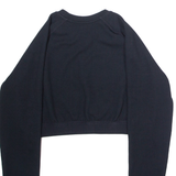 NIKE Ribbed Crop Womens Sweatshirt Black Crew Neck XL
