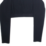 NIKE Ribbed Crop Womens Sweatshirt Black Crew Neck XL