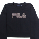 FILA Cropped Womens Sweatshirt Black Crew Neck S