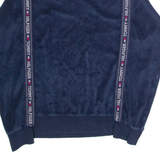 TOMMY HILFIGER Velour Mens Sweatshirt Blue Crew Neck XS