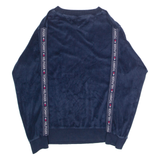 TOMMY HILFIGER Velour Mens Sweatshirt Blue Crew Neck XS
