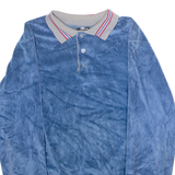 ROYAL PLUSH Velour Mens Sweatshirt Blue Collared 90s M