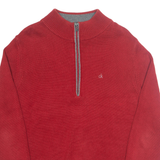 CALVIN KLEIN GOLF Mens Jumper Red 1/4 Zip Tight Knit M