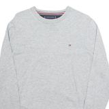 TOMMY HILFIGER Mens Jumper Grey Tight Knit Silk S