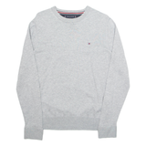 TOMMY HILFIGER Mens Jumper Grey Tight Knit Silk S