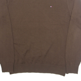 TOMMY HILFIGER Mens Jumper Brown Tight Knit L