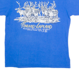 FRUIT OF THE LOOM Finland Lapland Reindeer Mens T-Shirt Blue Crew Neck L