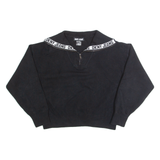 DKNY Cropped Womens Jumper Black 1/4 Zip Tight Knit L