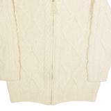 THOMAS KEELING Womens Aran Cardigan Cream High Neck 90s Wool M