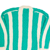 Womens Aran Jumper Cream Striped 90s Cable Knit L