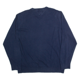 TOMMY HILFIGER Mens Jumper Blue V-Neck Tight Knit 2XL