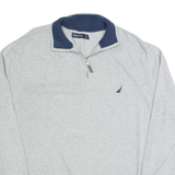NAUTICA Mens Jumper Grey 1/4 Zip Tight Knit XL