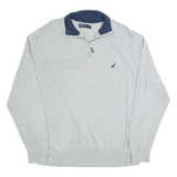 NAUTICA Mens Jumper Grey 1/4 Zip Tight Knit XL