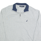 NAUTICA Mens Jumper Grey 1/4 Zip Tight Knit L