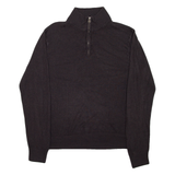 DOCKERS Mens Jumper Brown 1/4 Zip Tight Knit L