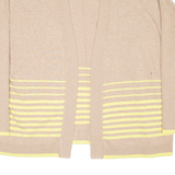 WHITE STUFF Womens Patterned Cardigan Beige Striped Tight Knit UK 10