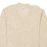 MARC O'POLO Womens Jumper Beige V-Neck Open Knit XS