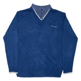 PIERRE CARDIN Mens Jumper Blue Collared Tight Knit S