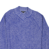 WHISTLES Womens Heavy Knit Jumper Blue V-Neck Chunky Knit Wool L