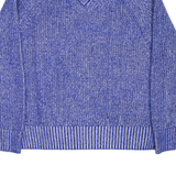 WHISTLES Womens Heavy Knit Jumper Blue V-Neck Chunky Knit Wool L