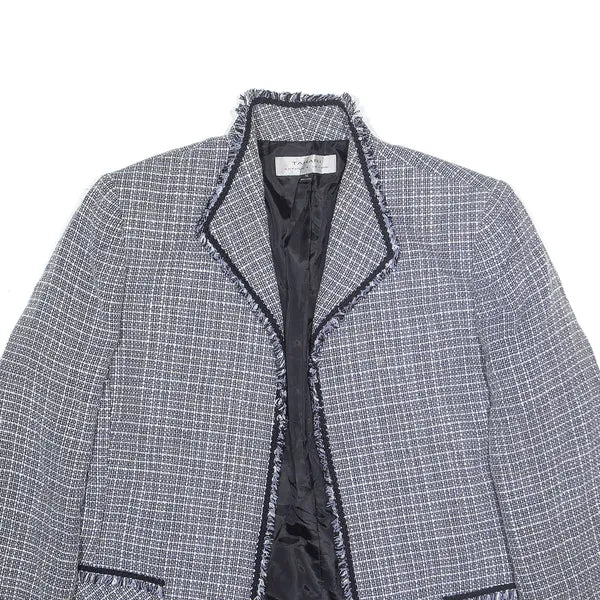 TAHARI Blazer Jacket Blue Check Womens XL