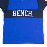 BENCH Mens Polo Shirt Blue Colourblock L