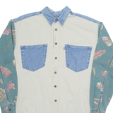 LEVI'S Mens Denim Shirt Beige Crazy Pattern Long Sleeve S