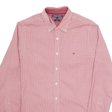 TOMMY HILFIGER Slim Fit Stretch Mens Shirt Red Geometric Long Sleeve L
