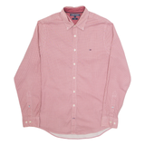 TOMMY HILFIGER Slim Fit Stretch Mens Shirt Red Geometric Long Sleeve L