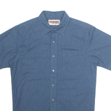 WRANGLER Denim Look Mens Plain Shirt Blue Short Sleeve M