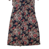 BRANDYWINE CREEK Womens A-Line Dress Blue 80s Floral Short Sleeve Long M