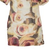 QUEENSWAY Womens Pencil Dress Cream Viscose 90s Floral Knee Length L