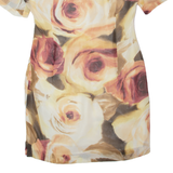 QUEENSWAY Womens Pencil Dress Cream Viscose 90s Floral Knee Length L