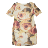 QUEENSWAY Womens Pencil Dress Cream Viscose 90s Floral Knee Length L