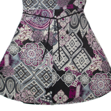 QI ZHIXIANG Womens Fit & Flare Dress Black Crazy Pattern Sleeveless Midi M