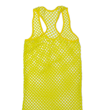 Netting Womens Tank Dress Yellow Crochet Sleeveless Knee Length M