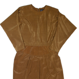 BRELI Womens Fit & Flare Dress Brown 90s Long Sleeve Midi L
