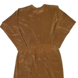 BRELI Womens Fit & Flare Dress Brown 90s Long Sleeve Midi L