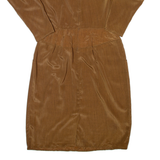 BRELI Womens Fit & Flare Dress Brown 90s Long Sleeve Midi L