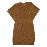 BRELI Womens Fit & Flare Dress Brown 90s Long Sleeve Midi L