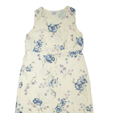 ONLY IN LA Womens A-Line Dress Cream 90s Floral Sleeveless Midi L