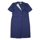 TAURUS II Womens Jacket Dress Blue 80s Short Sleeve Midi XL