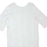 Womens Shift Dress White Crochet Short Sleeve Short M